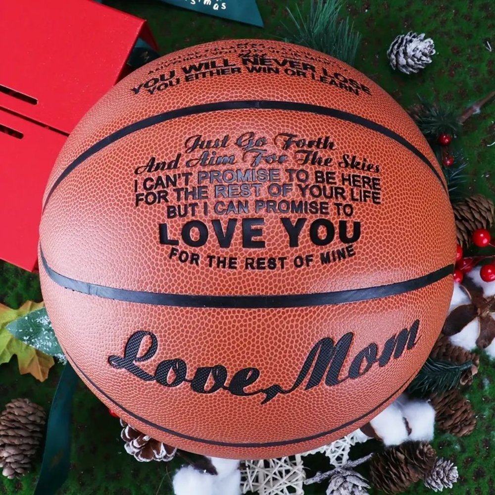 Basketball Personalized with "To My Son From Mom" Engraving, Ball & Pump
